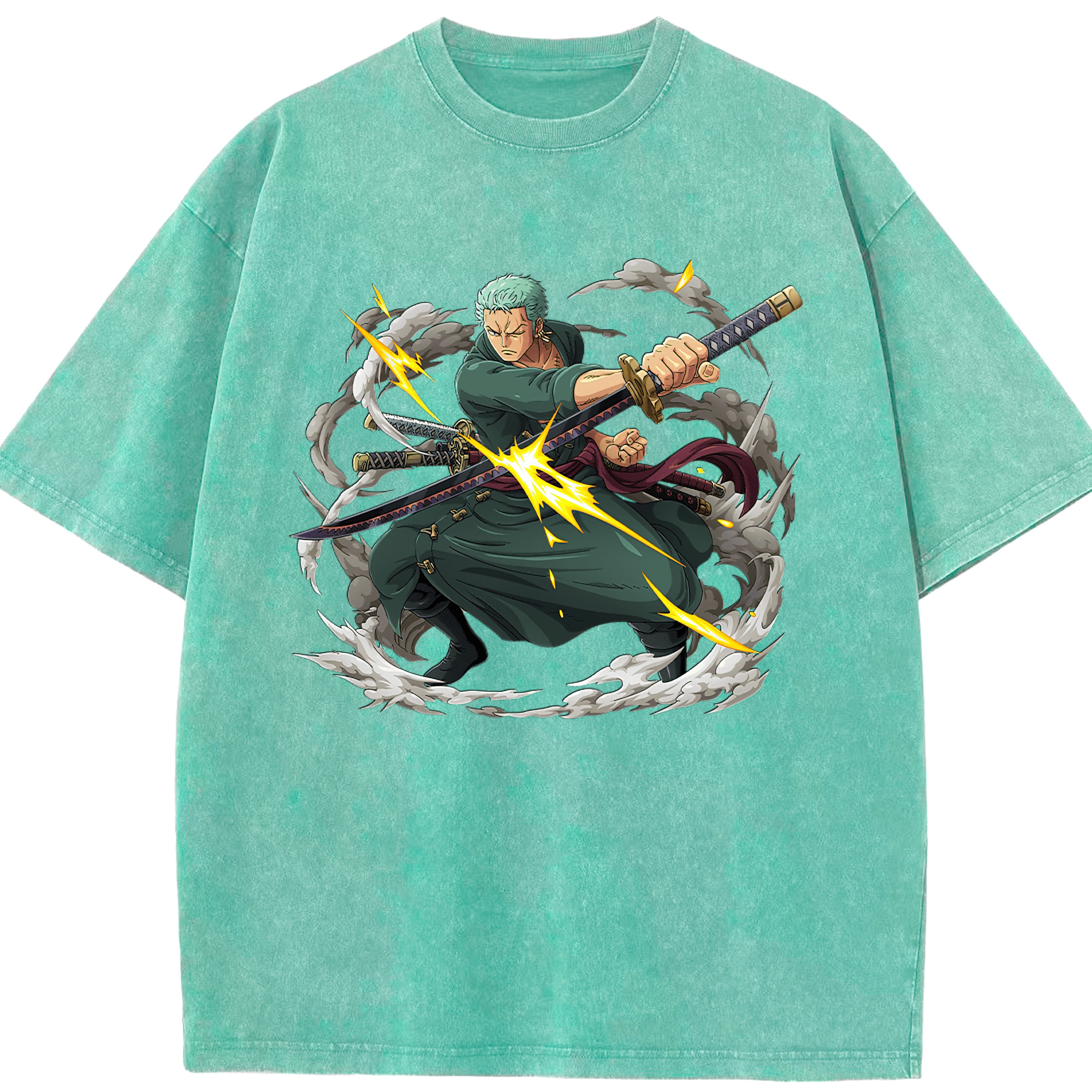 ワンピース ロロノア・ゾロ ONE PIECE Roronoa Zoro 綿100% ヴィンテージ風 半袖Tシャツ（フロントプリント）